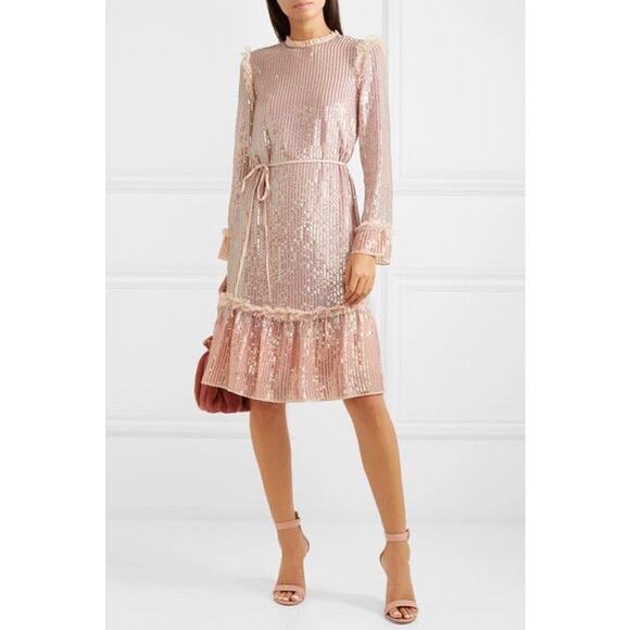 Needle & Thread Pink Thread Tulle Sequin Chiffon Dress XS - Picture 1 of 6
